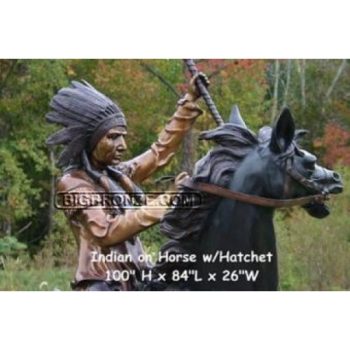 Umelecké Sochy Tomahawk bojovník na koni  