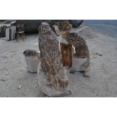 Bobria rodinka - socha z dreva