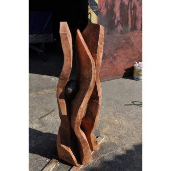 Umelecké Sochy Kamenné srdcia - záhradná drevená skulptura  