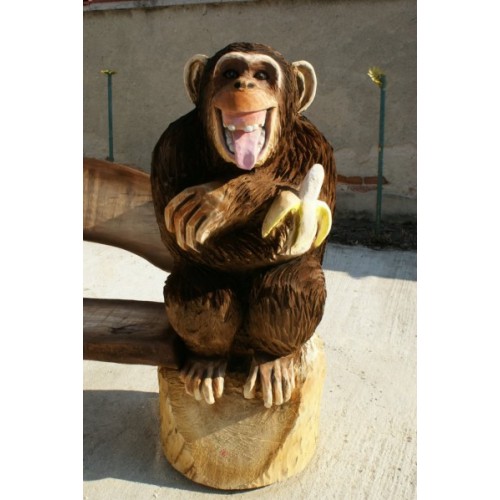 Umelecké Sochy Drevená opičia lavička  
