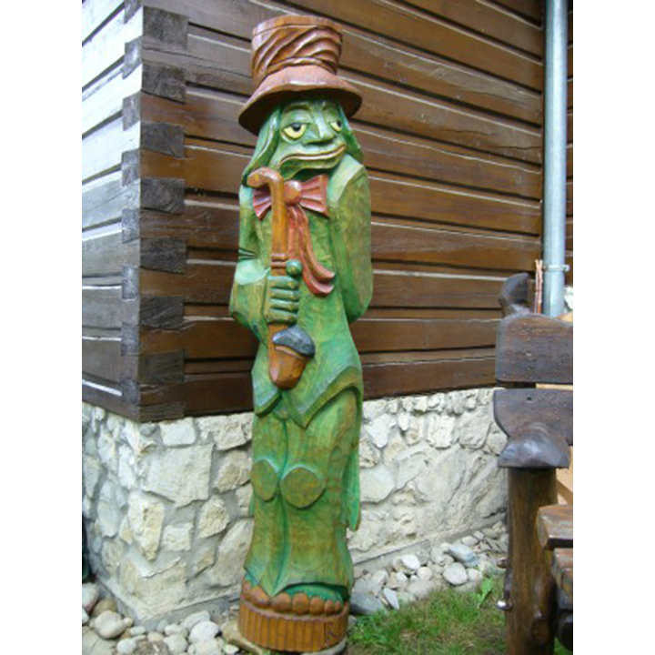 Vodník s fajkou - socha z dreva